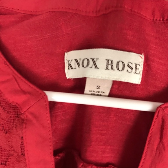 Knox Rose embroidered split neck knit top red - Picture 4 of 7